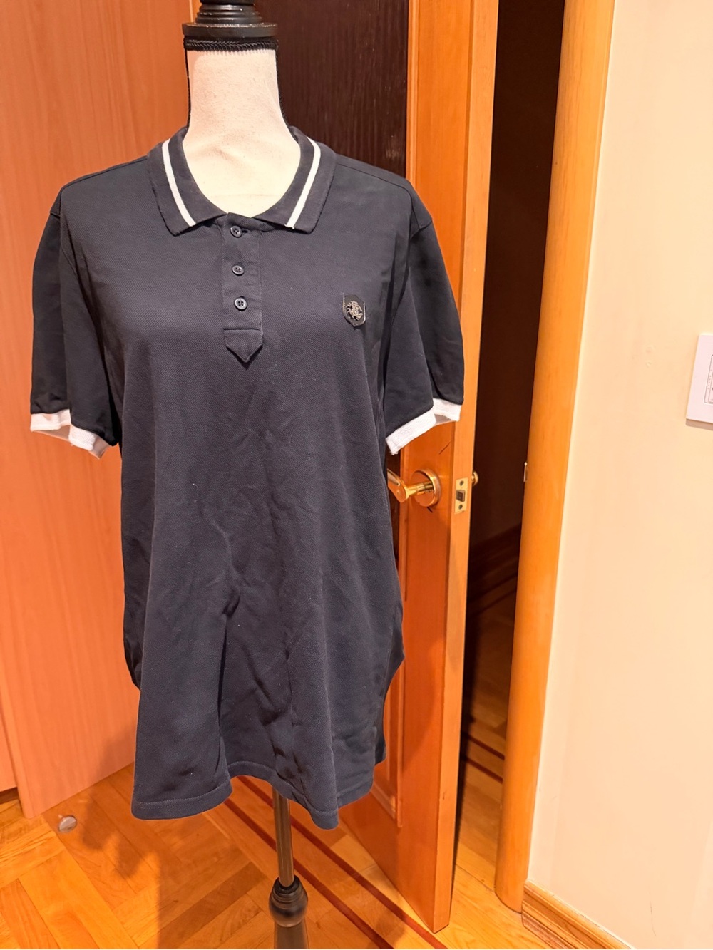 Roberto Cavalli men’s Black Polo with White Trim Sz XXl